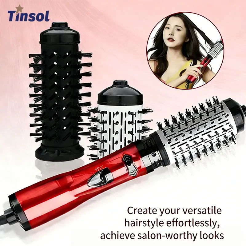 TINSOL 3-in-1 Heißluftbürste, Negativ-Ionen-Haartrockner & Volumizer, Gerät für Glattes Haar, Geeignet für Zuhause & Reisen