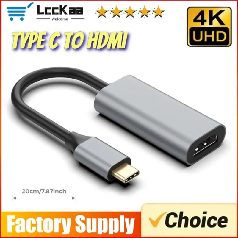 Typ-C zu HDMI Adapter 4K USB-C USB3.1 Stecker auf HDMI-kompatible Buchse Konverterkabel für Laptop iPad Tablet TV MacBook Galaxy