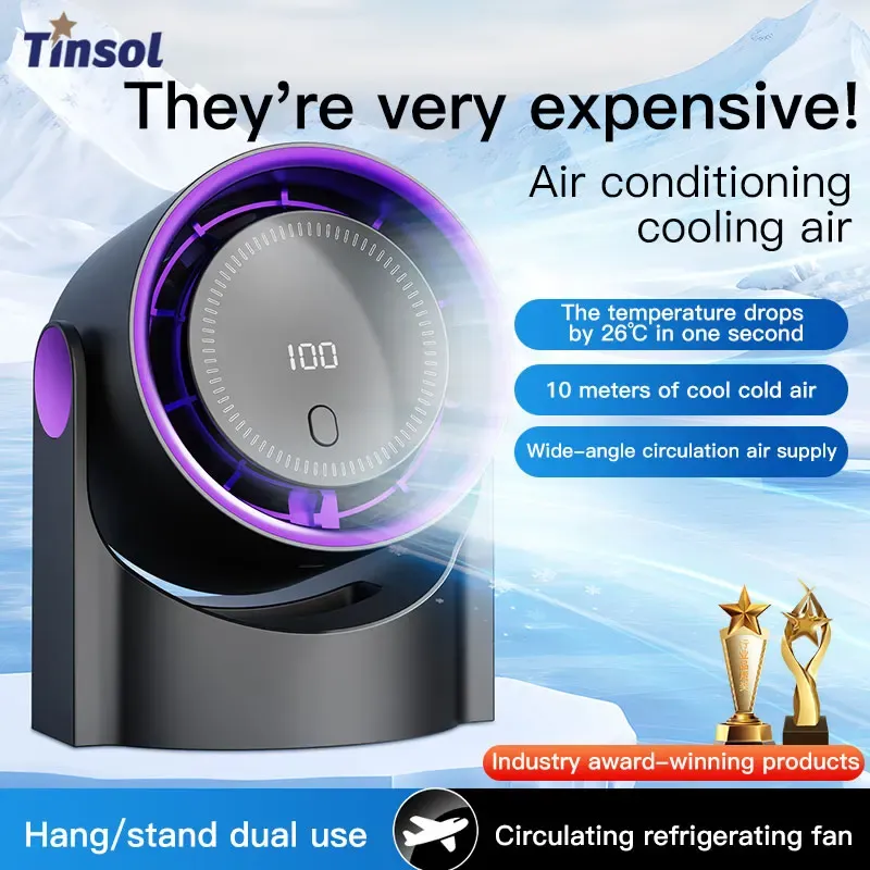 TINSOL Multifunktions-Elektroventilator, Luftzirkulator, kabelloser, tragbarer, leiser Ventilator für zu Hause, Desktop-Wand-Deckenventilator, Luftkühler