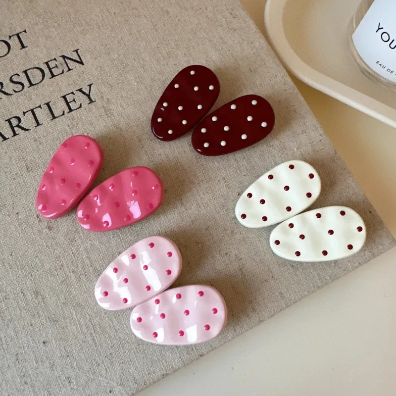 2-teiliges süßes gepunktetes Haarspangen-Set, bunte ovale Haarnadeln, süßer Haarschmuck für Mädchen, perfekt für den täglichen Haarstyling