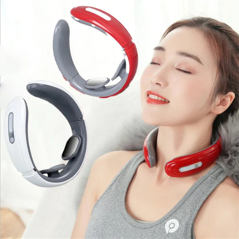 EMS Elektrischer Nackenmassagegerät mit 6 Modi und 9 Geschwindigkeiten, Muskelentspannungsgerät mit Batterie, Nackenmassage-Tool zur Linderung von Nackenschmerzen