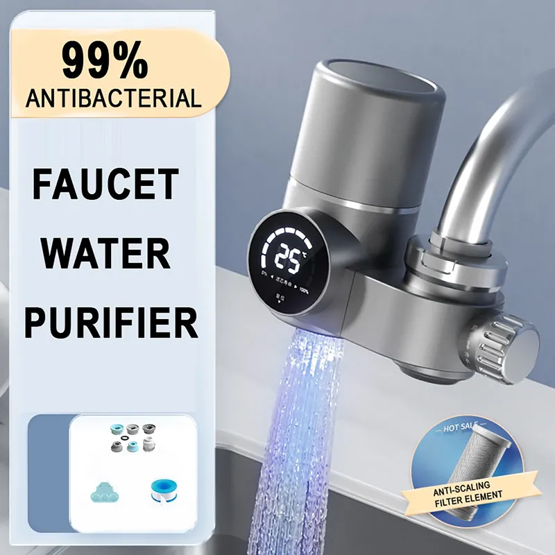 Wasserhahn-Verlängerung mit Wasserfilter, UV-Licht & LED-Anzeige, Küchen-Anti-Kalk & Sterilisierender Wasserhahnfilter, Wasserhahn-Zubehör