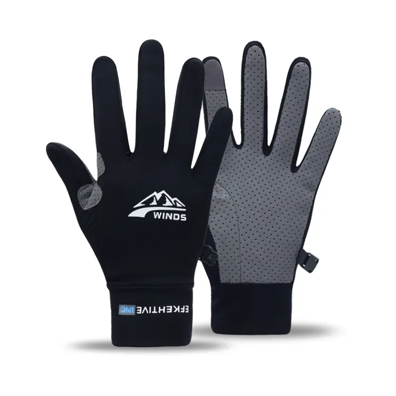 Herren Leichte Sommer Eisseide Vollfinger-Handschuhe Schnelltrocknend Touchscreen-fähig Sport Angeln Sonnenschutz Fahren Radfahren Handschuhe für Damen