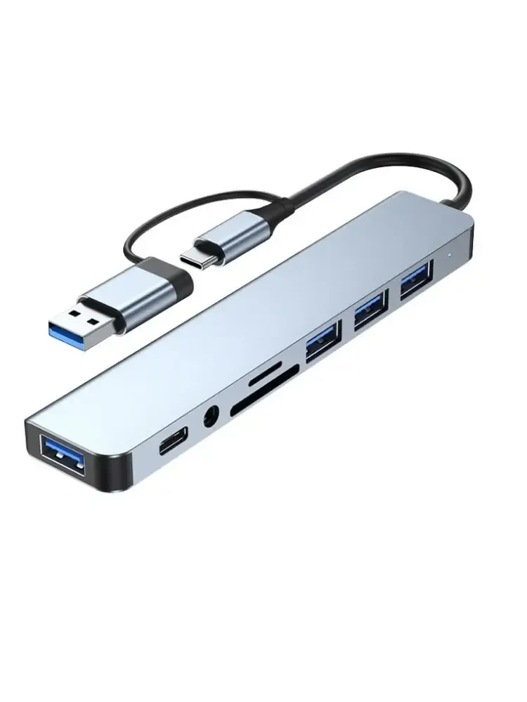8-in-2 USB-C-Hub-Erweiterung, Multiport-Adapter, Typ-C-Splitter-Dock, USB-3-Port für Xiaomi-Handys und -Tablets, schnelle Datenübertragung und Ladefunktion