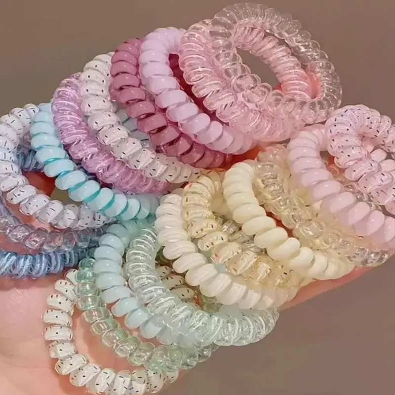 20 Stück Spiral-Haargummis, Telefonkabel-Haargummis, mehrfarbig, elastischer Pferdeschwanzhalter, starker Halt, wasserdicht, für Haarstyling