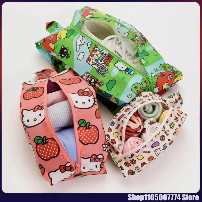 3-teiliges Set Kawaii HelloKitty Aufbewahrungstaschen Niedliche Cartoon Tragbare Schuh-, Socken- und Kleider-Aufbewahrungstaschen für Reise und Zuhause Großhandel Geschenke