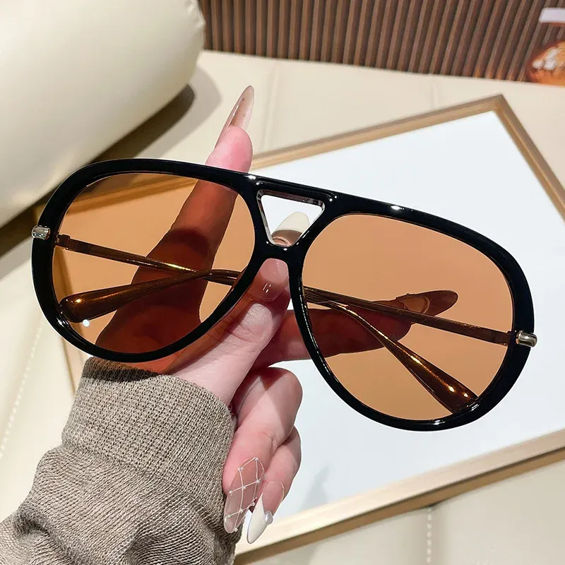 Übergroße Piloten-Sonnenbrille, 2025, neue Vintage-Doppelsteg-Sonnenbrille für Damen, trendiges Luxus-Markendesign, Outdoor-Sonnenbrille
