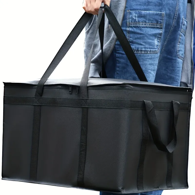 1 Set (Tasche & Boden), XXXL Großvolumige Wiederverwendbare Wärmetasche mit Abnehmbarem Hartboden, 3-Schichten Isolierte Pizza-Liefertasche
