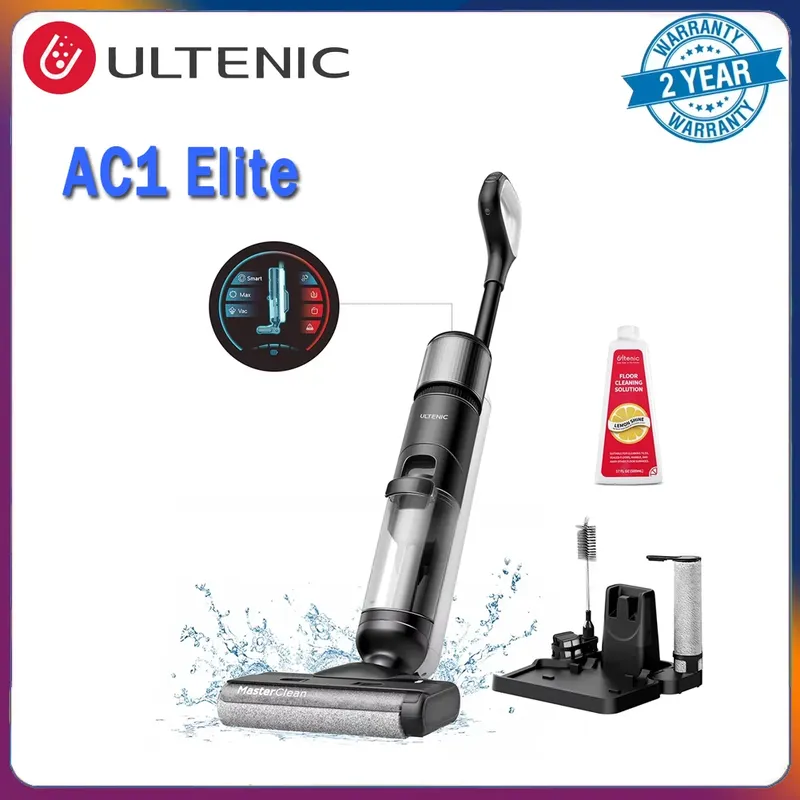 Ultenic Ac1 Elite Akku-Staubsauger und Wischroboter mit Selbstreinigung, bis zu 50 Minuten Laufzeit, intelligente Schmutzerkennung, 3 Reinigungsmodi