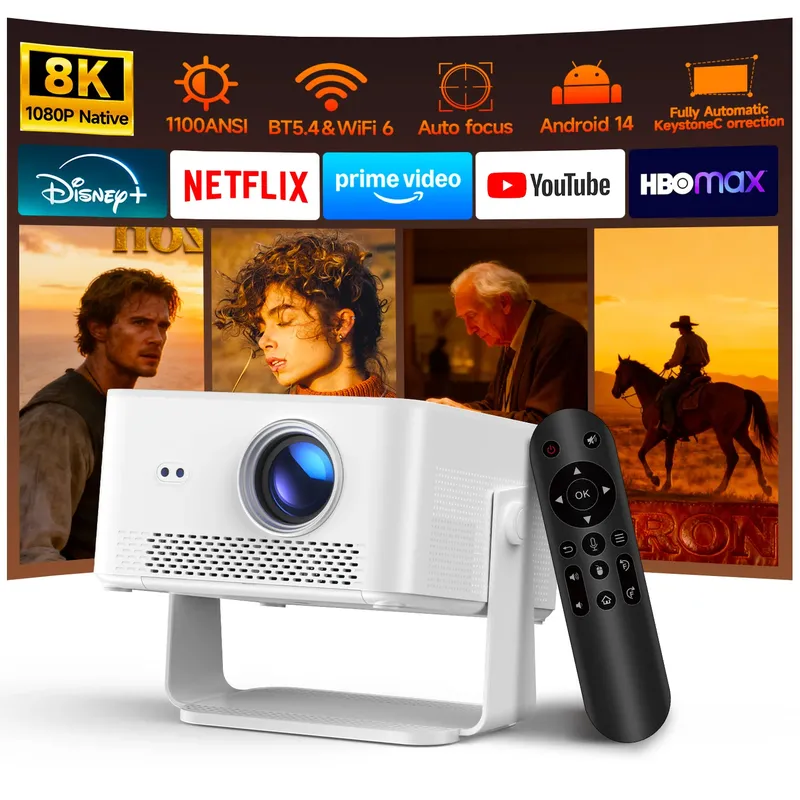 Magcubic HY450MAX Tragbarer Außenprojektor 1100ANSI 1080P Autofokus 8K Unterstützung Android 14 WiFi6 Beam Mini-Projektor