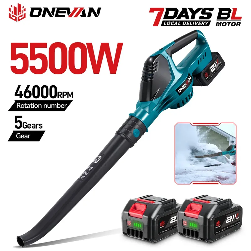 ONEVAN 5500W Bürstenloser Elektrischer Luftbläser Kabelloser Staub- und Laubbläser Gartenreinigung Leistungsstarkes Werkzeug für Makita-Akkus