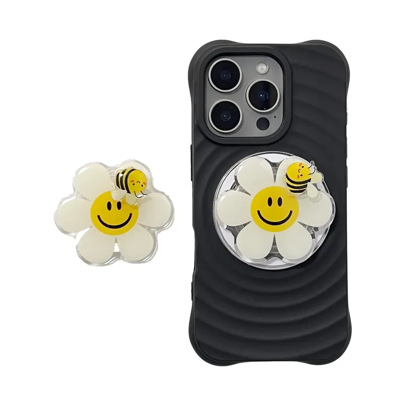 Niedlicher 360-Grad-Drehbarer Blumen-Bienen-Handyhalter, faltbar, für iPhone 17 16 Pro Max Handyhülle, Mädchengeschenk