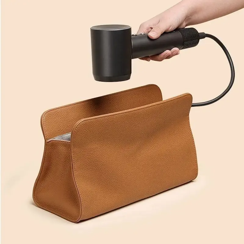 SXH 1 Stück PU-Leder Aufbewahrungstasche mit Magnetverschluss Reiseetui Multifunktionaler Reiseorganizer Tragbare Tasche für Haartrockner