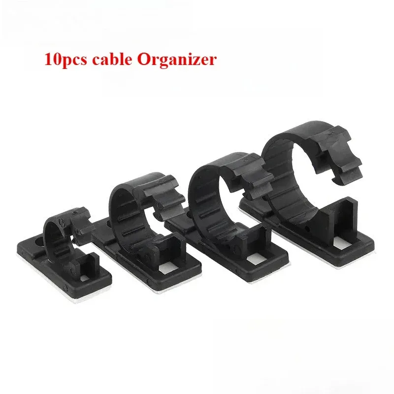 10PCS Selbstklebende Kabel Organizer Clips Management Draht Halter USB Wickler Desktop Linie Klemme Klebrige Einstellbar