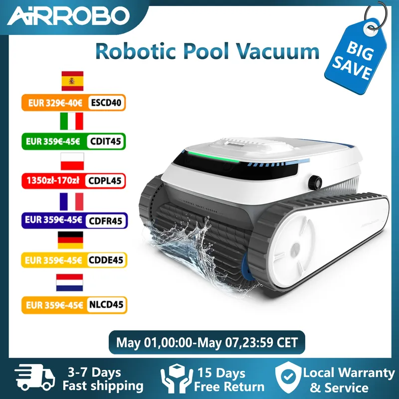 AIRROBO PC10 Intelligenter Poolreinigungsroboter - 120 Min. Laufzeit, Wandkletterfähig, Reinigt Böden/Wände/Wasserlinie für Einbau- und Aufstellpools