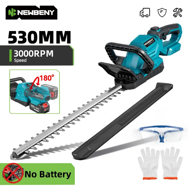 NEWBENY 530 mm 3000 U/min elektrischer Heckenschere 180 °   Einstellwinkel Rasenmäher Heckenschere Gartengerät für Makita Akku Pin
