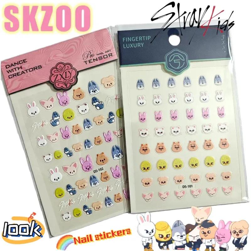 SKZOO Stray Kids PuppyM Quokka Wolf Chan Kawaii Nagelkleber Hochwertige Farbige Mädchenherz-Süße Niedliche Nageldekoration Geschenk