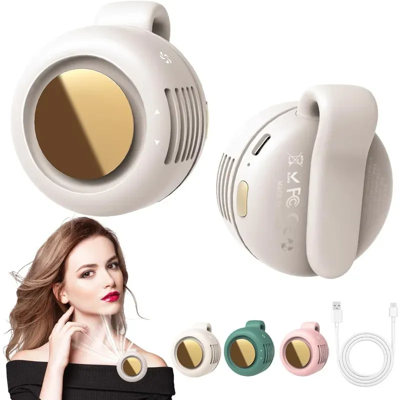 Tragbarer, leiser, elektrischer Mini-Ventilator ohne Flügel, kleiner Ventilator zum Anklippen an Hemd und Taille, Mini-Ventilator ohne Flügel, verstellbar, 3 Geschwindigkeiten, für den Außenbereich, NEU