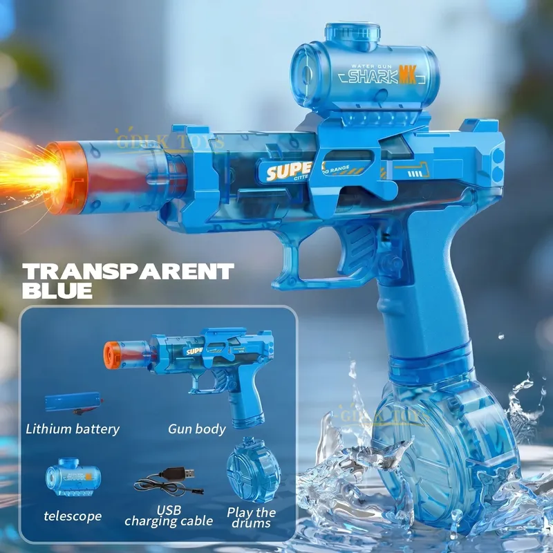 Elektrische Wasserpistolen für Erwachsene, leistungsstarke Spritzpistolen mit automatischer Wasseraufnahme, Wasserblaster, Sommer-Outdoor-Strandspielzeug für Jungen, Kindergeschenk.