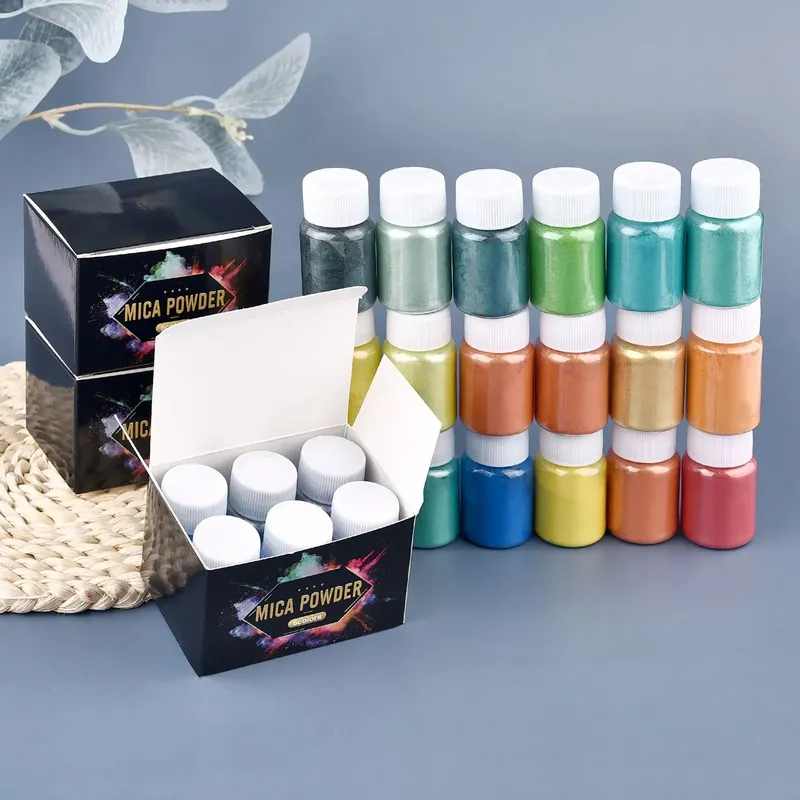 6 farben/Box Epoxy Glimmer Pulver Geeignet Für Epoxy Kerze Seife Färbung Natürliche Perle Pulver Bunte Set Farbstoff Formen machen
