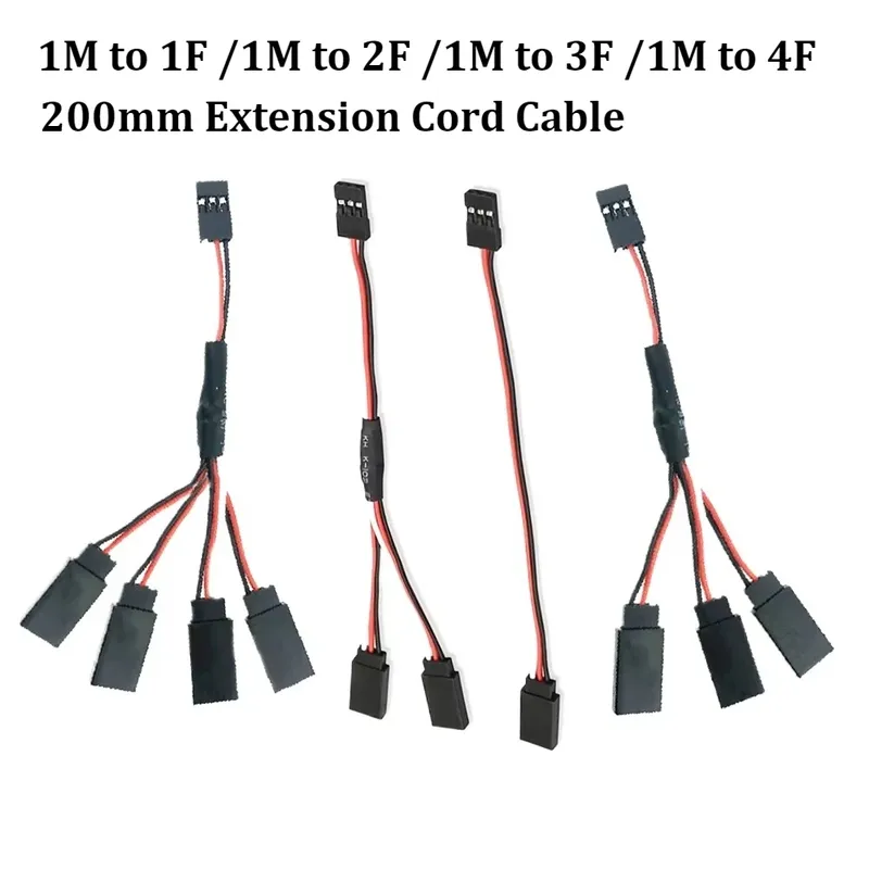 Servo-Verlängerungskabel 200 mm Futaba 3-poliger JR-Stecker-Splitter männlich zu weiblich für RC-Car-Flugzeuge 2/1 Anhänger 3/1 Anhänger 4 Y-Leinen