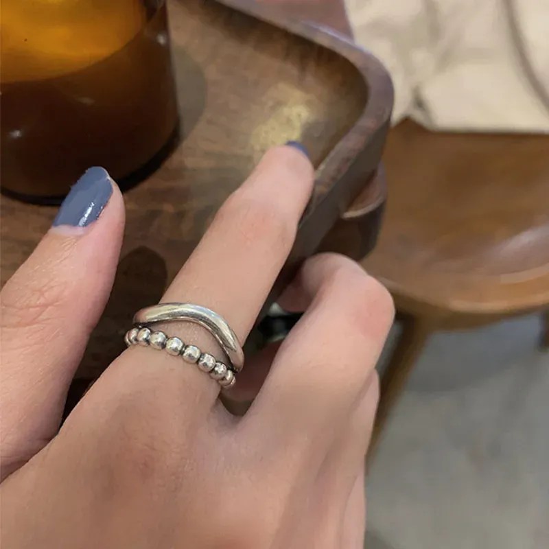925 Sterling Silber Ring Neuer Dicker Einfacher Wellenring Thai Massiver Doppelschichtiger Ring Trendiger Paarring Damengeschenk Dropshipping