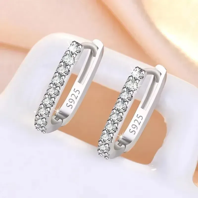 Kreisförmige Creolen aus 925er-Sterlingsilber für Damen, modische Luxus-Kristall-Zirkonia-Ohrringe, Party, Hochzeit, vielseitiger Schmuck