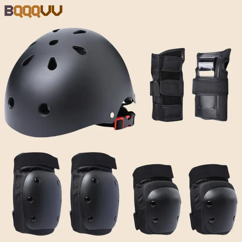 7-teiliges Set für Jugendliche und Erwachsene: Knieschoner, Ellbogenschoner, Handgelenkschützer, Helm, Schutzausrüstung für Rollschuhlaufen, Skateboarden, Radfahren - 28.52 EUR