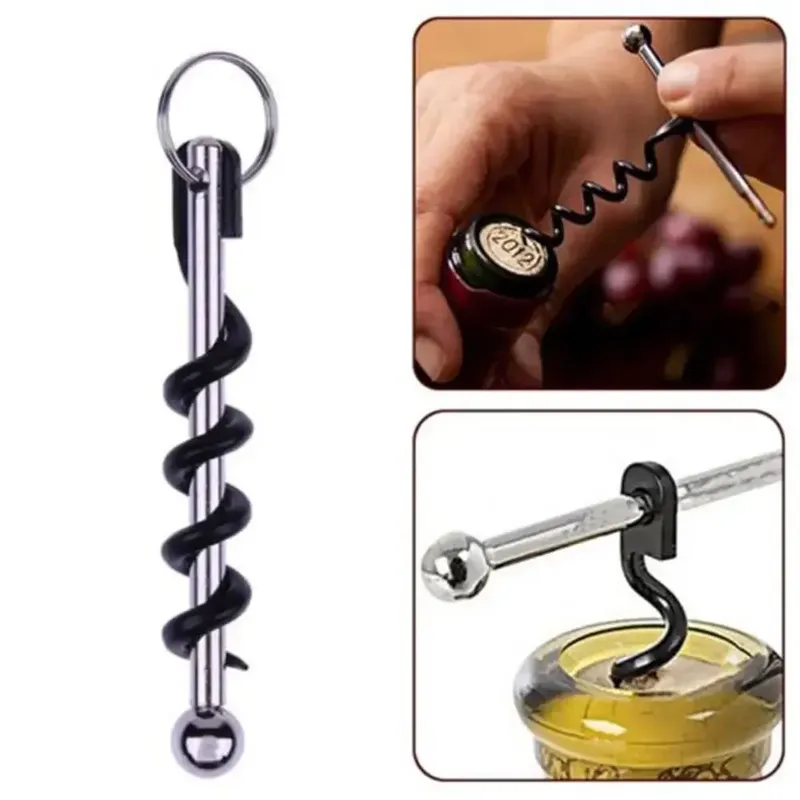 Flaschenöffner Outdoor Mini EDC Kork Schraube Rotwein Flaschenöffner Schlüsselanhänger Werkzeug Multifunktionales Camping Survival Equipment Tool