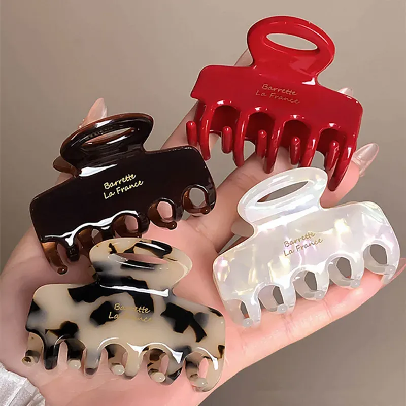 Rote Acetat-Haarkrabben, 5,5 cm lange Haarspangen für Mädchen und Frauen, koreanische Mode, zum Binden von Haarschmuck