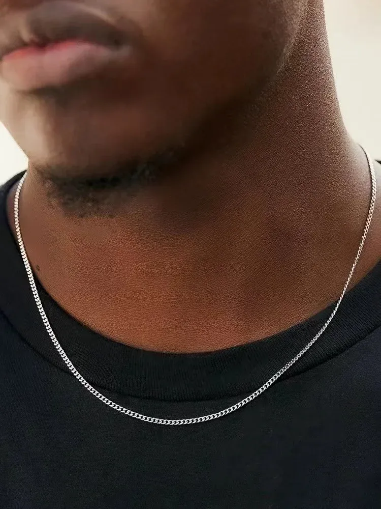 Männer Edelstahl Basic Kette Halskette Titan Stahl Schmuck Kubanische Kette Für Frauen