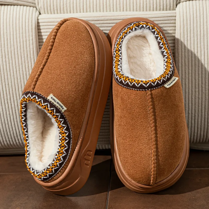 Winter frauen Hausschuhe Stiefel Mode Fuzzy Pelz Anti-slip Weiche Sohle Outdoor Indoor Warm Komfort Männer Plüsch Houseshoes paar