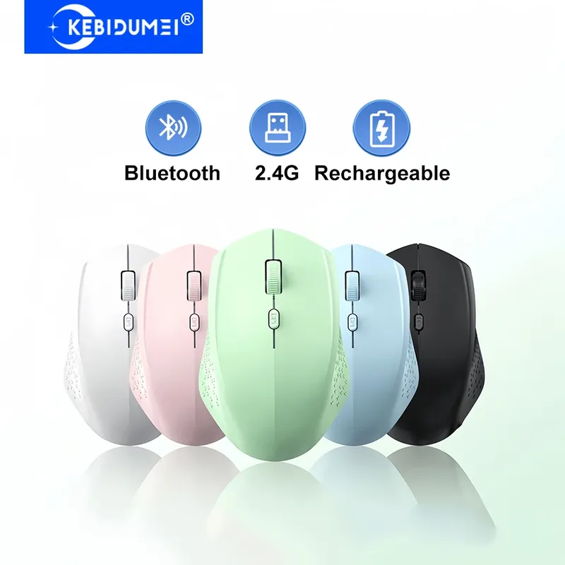 KEBIDUMEI Dual-Mode-Bluetooth-Maus, 2,4 G kabellose Maus, leise Maus, wiederaufladbare Gaming-Maus für PC, Laptop, Windows, MacOS