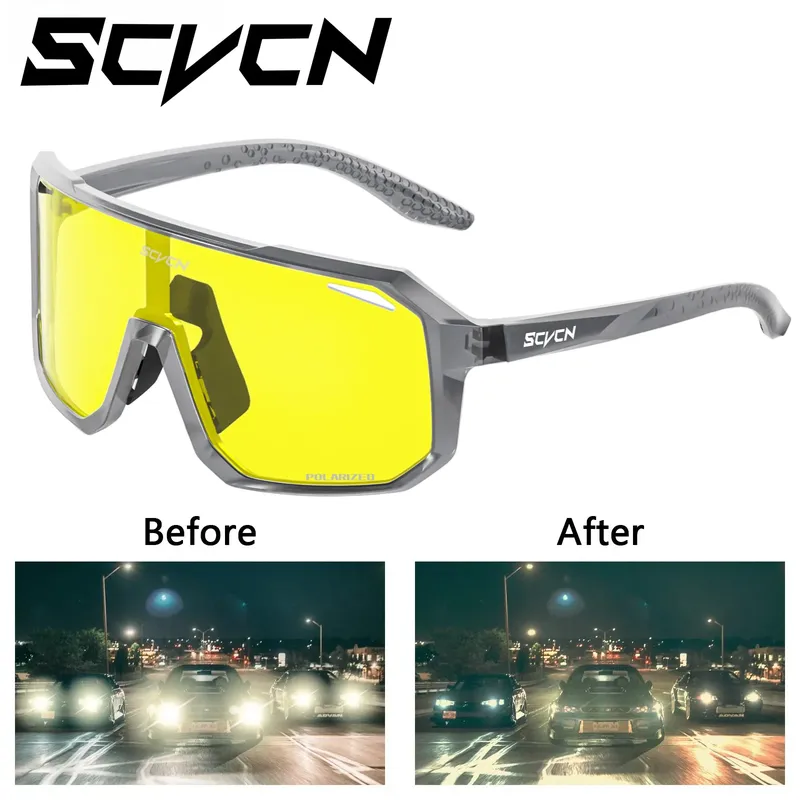 SCVCN Nachtsichtbrille Radfahren Brille Fahren Brillen Mode Polarisierte Sonnenbrille Y2K UV400 Brillen Mtb Brille Mann