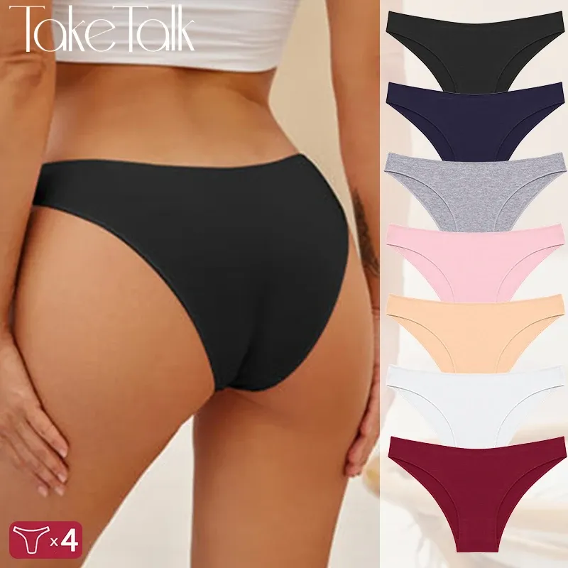 4 TEILE/SATZ Nahtlose Baumwolle Höschen Frauen Sexy Low Taille Slips Einfarbig Atmungs Weibliche Unterwäsche Weichen Bequemen Dessous