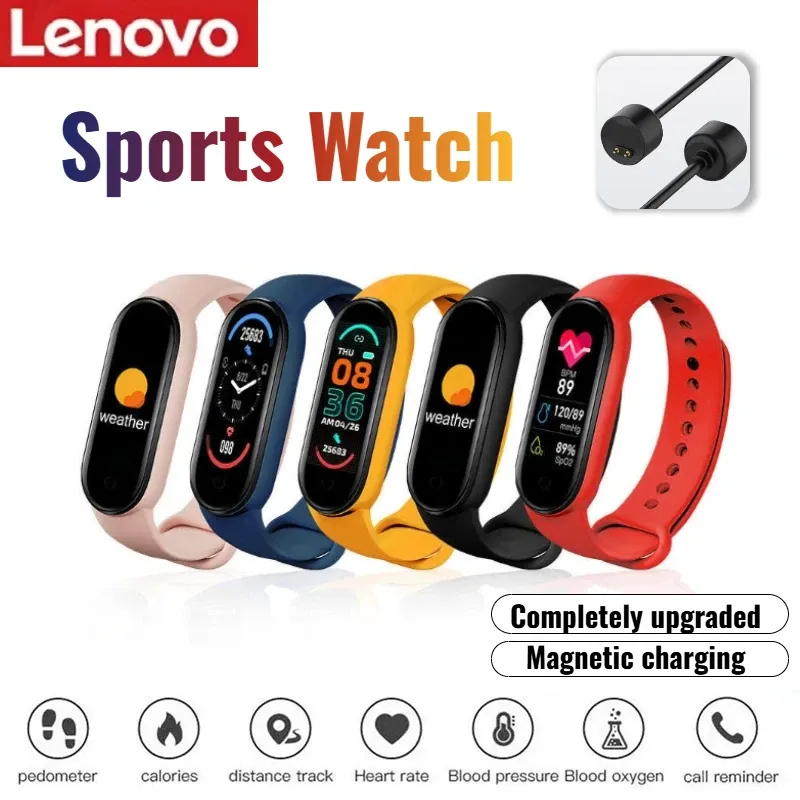 Lenovo Smart Band-Uhr, Bewegungserfassung, Schrittzählung, Bluetooth, synchronisierte Telefoninformationen, wasserdichte Smartwatch für Männer, Frauen, Studenten