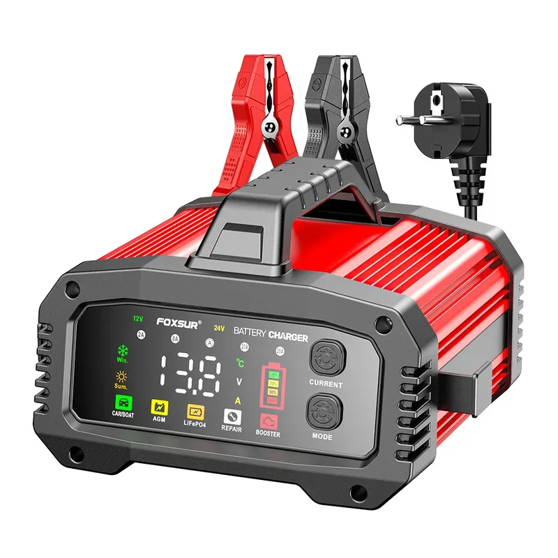 Tragbares 25A/15A Smart Car Battery Charger für 12V-24V Motorrad Blei Säure AGM GEL LiFePo4 Batterien Auto Booster Puls Reparatur