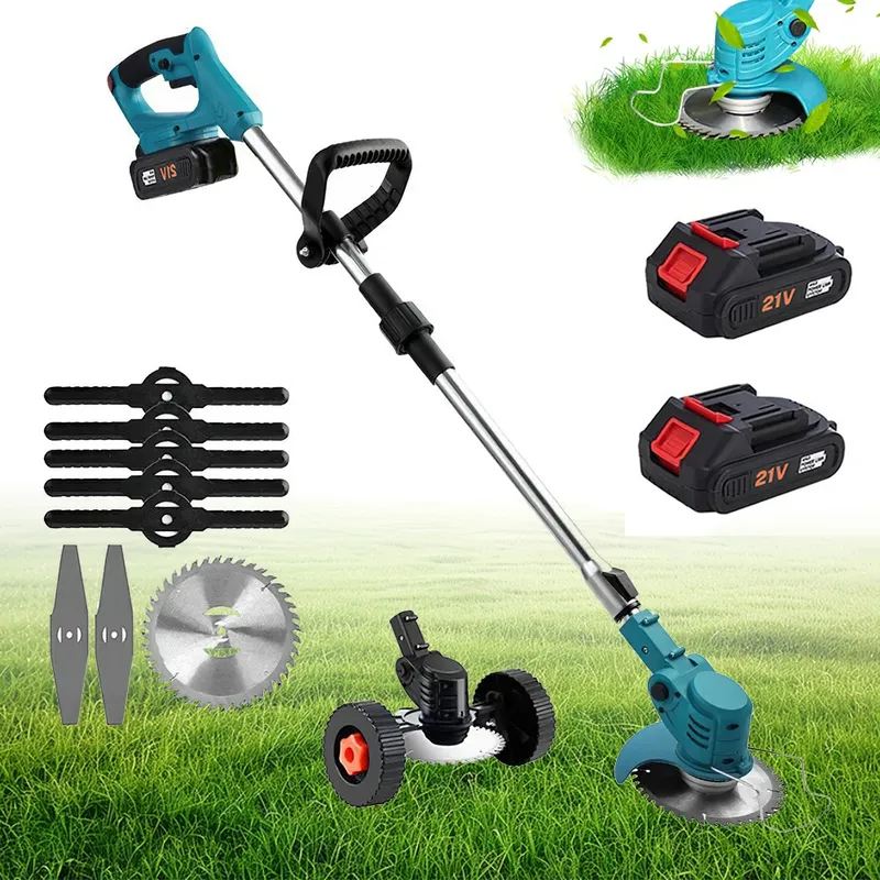 21V Elektrischer Rasenmäher, selbstfahrender, kabelloser Rasentrimmer, einstellbare Länge, Garten-Unkrautentfernungswerkzeug für Makita-Akku