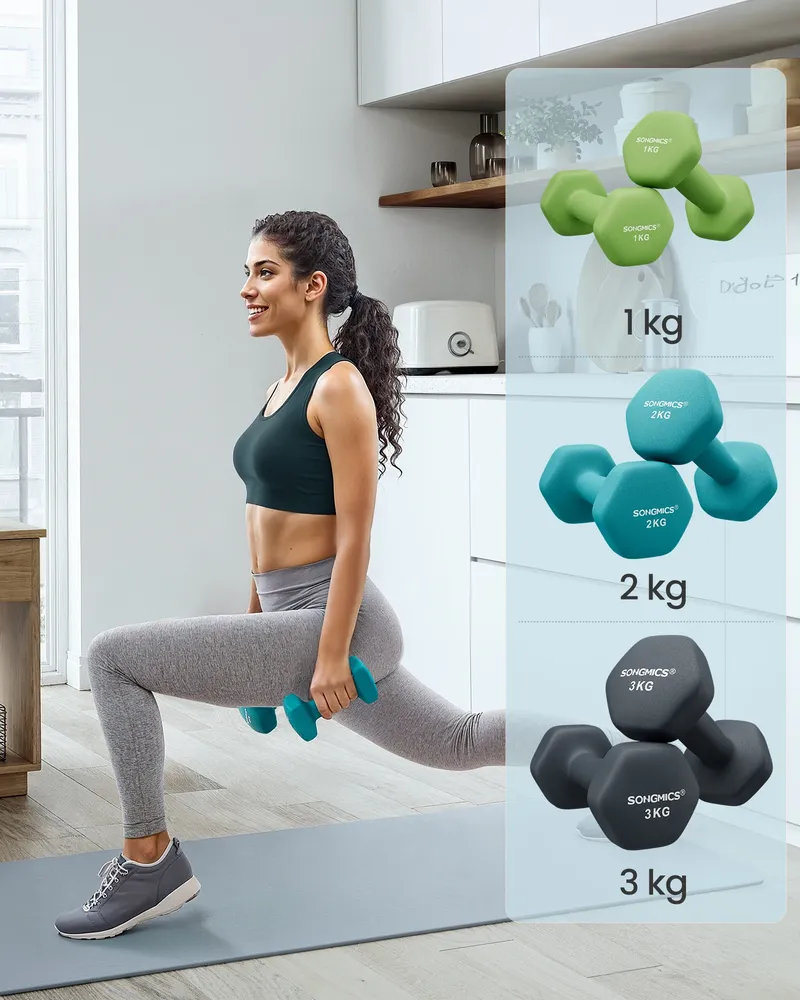 SONGMICS Hantel-Set Kurzhanteln Hantel Set 12kg, Hexagon, Neopren Hanteln