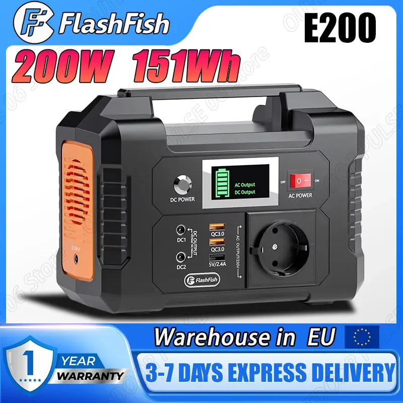 Flashfish E200 Tragbare Powerstation 200W 151Wh LiFePO4-Akku für Outdoor, Reisen, Fahrzeugnutzung und Heimgebrauch