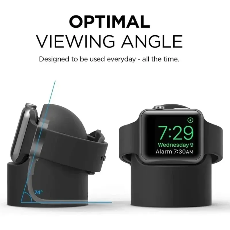 Ladestation für Apple Watch Series 9 8 Ultra 7 6 5 SE 4 3 2, Silikonhalterung für Iwatch-Ladekabel