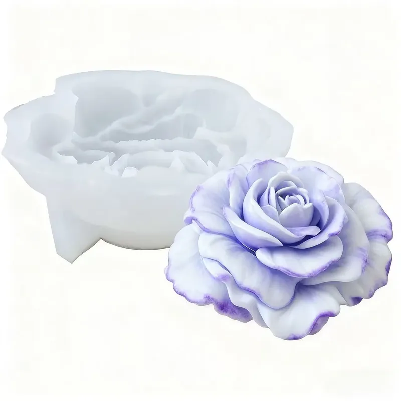 1-teilige romantische 3D-Rosen-Silikonform, geeignet für Kerzen, Seifen- und Harzhandwerk – rosa Blumendesign, perfekt für die Herstellung handgefertigter Duftkerzen, Gipsdekorationen und Geschenke, ideal für Heimdekor