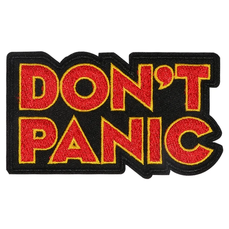 1PC Don't Panic Gestickter Aufnäher zum Aufbügeln, Punk-Buchstabe, Moral, inspirierendes Abzeichen, DIY-Geschenk für Kleidung, Mütze, Tasche, Jacke, Trucker-Mütze
