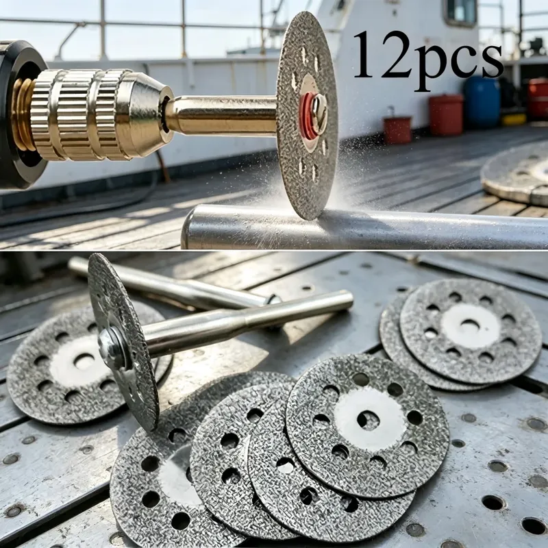 22mm Diamant-Trennscheiben-Set für Schiffe, 10 Stück 0,4mm Dünne Sägeblätter + 2 Griffe, Rotierendes Werkzeug, Schiffs-Polier- und Schneideset