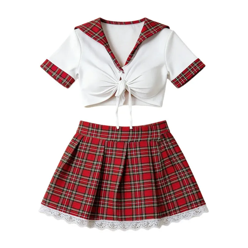 Rote Sexy Dessous für Damen, Erotische Unterwäsche, Sexy Kleid, Studenten-Cosplay-Uniform, Damen-Lingerie, Erotisches Unterwäsche-Babydoll-Kostüm