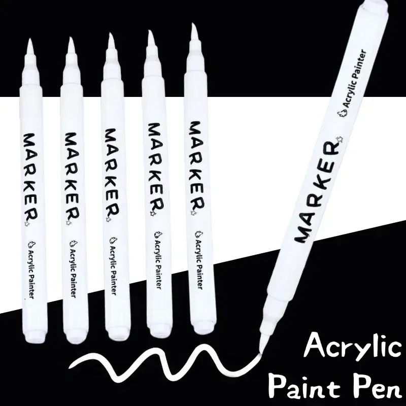 1/3/5 Stück weiße Markierungsstifte, Acryl-Farbstift, schnell trocknende Markierungsstifte, permanent, wasserfest, weißer Malpinsel, für Studenten geeignet