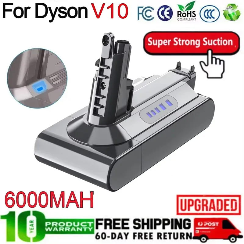 Für Dyson V10 6000mAh Ersatzakku für Dyson SV12 Motorhead V10 Animal Pro Trigger Kabelloser Staubsauger Elektrowerkzeuge