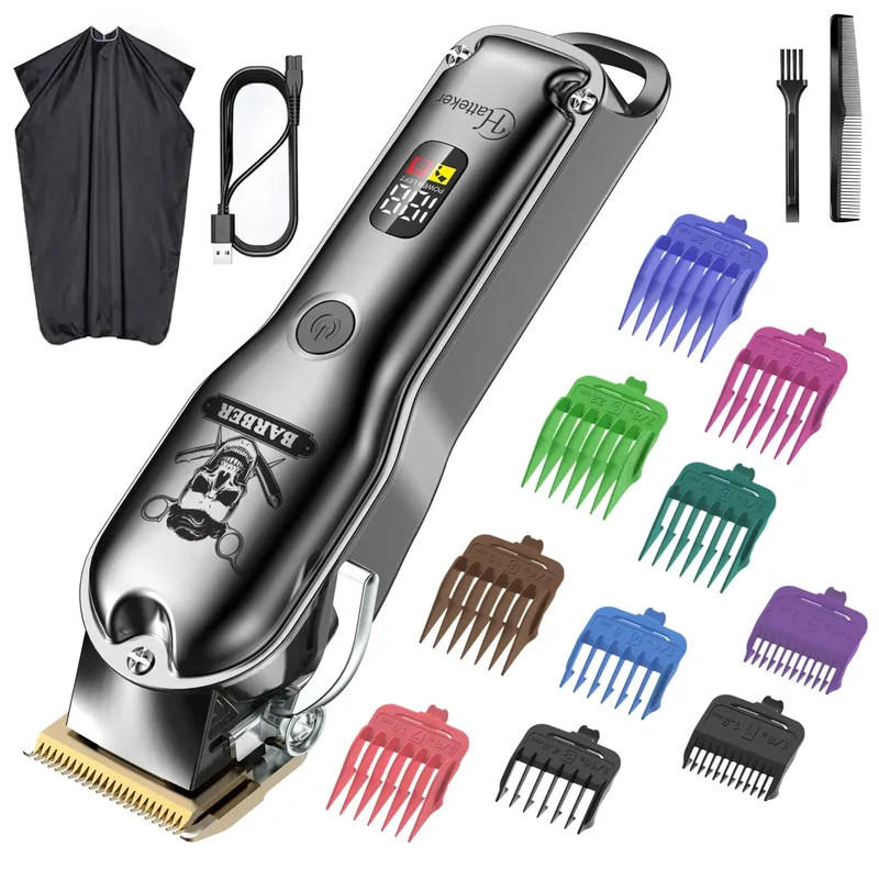 HATTEKER Professioneller Haarschneider für Männer USB-Aufladbarer Kabelloser Bartschneider Friseur-Haarschneidemaschine