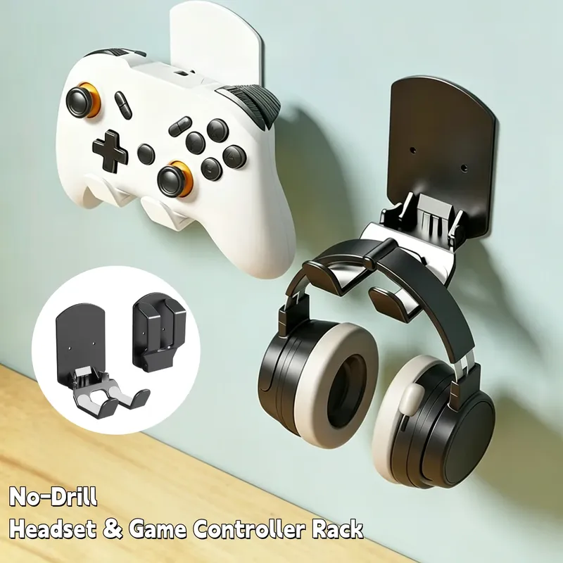 Universeller Kopfhörerständer, selbstklebender Kunststoff-Wandhalter, Headset-Halterung unter dem Schreibtisch, Halterung für Gaming-Kopfhörer, Aufbewahrungsregal