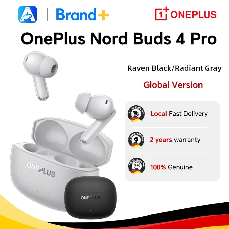 OnePlus Nord Buds 4 Pro (globale Version) – Ohrhörer mit aktiver Geräuschunterdrückung, 54 Stunden Wiedergabezeit, Bluetooth 6.0